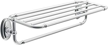 Moen YB5494CH Kingsley 24-Inch W x 9.6-Inch D Bathroom Hotel Towel Shelf, Chrome