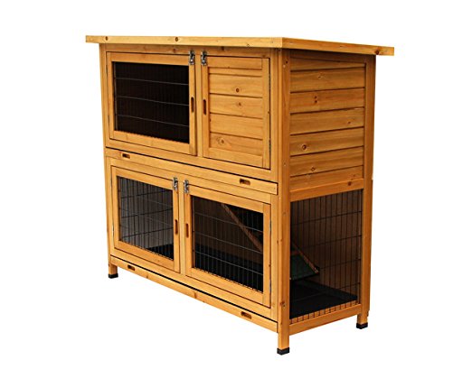 48" Wood Rabbit Hutch Waterproof Wood Chicken Coop Hen House Poultry Cage 1029