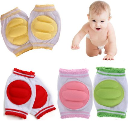 FlyingP 4Pairs 9 to 24 Months Unisex Infant Toddler Baby Cute Breathable Elastic Kneepads Knee Elbow Pads Baby Crawling Knee Pads Knee Safety Protector Indoor Outdoor Use