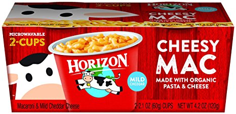 Horizon Organic Classic Mac Cheese, Microwaveable Macaroni and Mild Cheddar, 2 Count