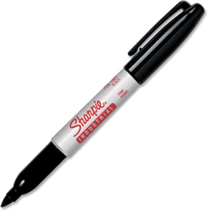 Sharpie 13601 Industrial Fine Point Permanent Marker, Withstand Up To 500F, Designed for Industrial and Laboratory Users, Black Color, Case of 12 Dozens