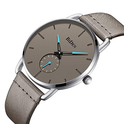 Mens Watches Fashion Minimalist Ultra-Thin Quartz Analog Leather Wrist Watch 30M Waterproof Watch