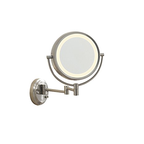 Conair BE6WMX Lighted 7X Brushed Nickel Wall Mount Fluorescent Hotel Makeup Mirror