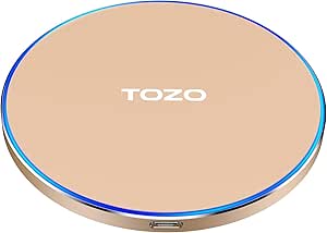 TOZO 2024 Upgraded W1 Wireless Charger 15W Max Fast Wireless Charging Pad Compatible with iPhone 15/15 Plus/15 Pro Max/14/13/SE/12 Series, Samsung Galaxy S24/S23/S22 Series (No AC Adapter), Champagne