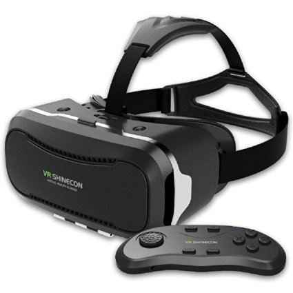 Gear VR Virtual Reality Headset, Koiiko® Shinecon 2.0 3D VR Headset 3D VR Glasses Mobile VR Headset with Bluetooth Remote Controller & 360 Degree Panoramic Roaming & 120 Degree Field of View for 4.0~6.0 inch Smartphones for 3D Movies, Panoramic Video and Immersing Games