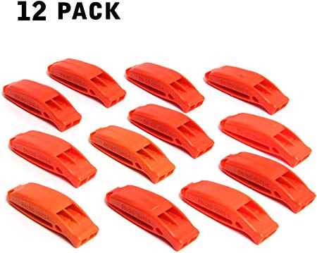 SBYURE Safety Whistle Marine Whistle Emergency Whistle Set(12 Pack) for Boating Camping Hiking Hunting, Double Tube Loud,Emergency Survival Rescue,Easy to Use for Signaling Attention