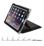 ZOOGUE Case Genius Pro iPad 4 iPad 3 and iPad 2 Case - Leather Case Cover and Flip Stand with Elastic Hand Strap and Premium Micro Fiber Interior Automatically Wakes and Puts the iPad 4 3 and 2 to Sleep BLACK