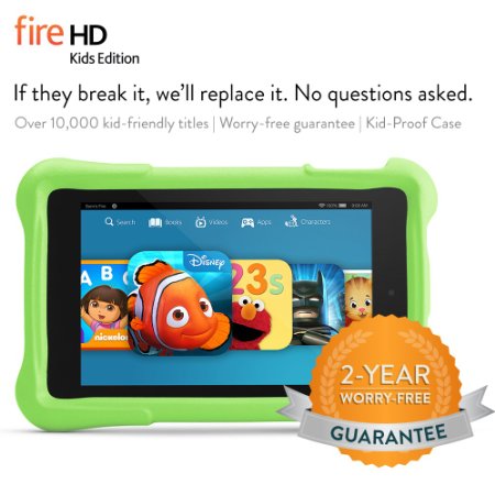 Fire HD 6 Kids Edition Tablet, 6" HD Display, Wi-Fi, 16 GB, Green Kid-Proof Case