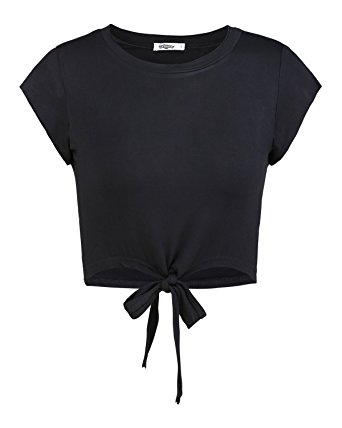 Styleword Women's Lace-up Shirt Summer Casual Blouse Crop Tops