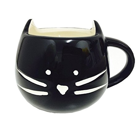 DOYOLLA Lovely Cute Little Black Cat Coffee Milk Ceramic Mug Cup (Black)