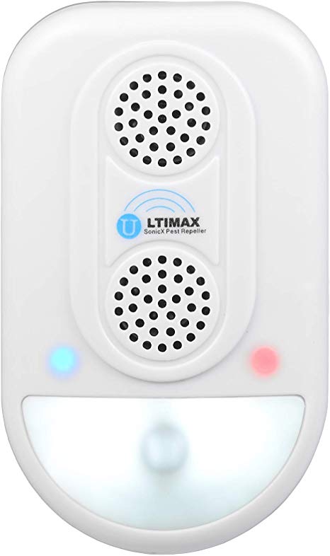 Ultimax Pest Repeller with Dual Speaker Ultrasonic Wall Plug-in I Most Effective Electromagnetic & Ionic Indoor Anti Mouse, Ant, Mosquito, Cockroach Control - Safe & Quiet Device, Night Light