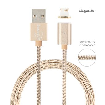 SweetLF Magnetic Quick Lightning USB Data Sync and Charger Cable High Speed 8 Pin 4ft Chargering Cord For iPhone SE, iPhone 5/5s,iPhone 6/6s,iPhone 6 Plus/ 6s Plus, iPad Air iPad mini iPod, Gold