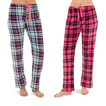 Totally Pink Women's Warm and Cozy Plush Pajama Bottoms/Lounge Pants Signal and Two Pack