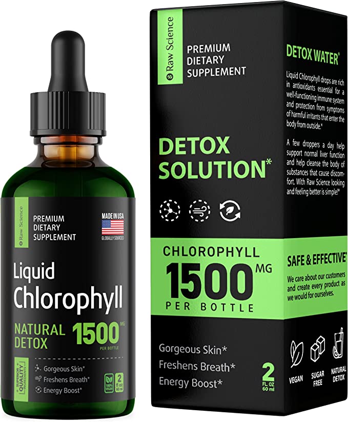 Chlorophyll Liquid Drops - Organic Chlorophyll - Natural Energy Boost – Made in USA – Fast Absorbing Liquid Chlorophyll Supplement – Immune Support & Internal Deodorant – Non GMO Vegan – Detox Liquid