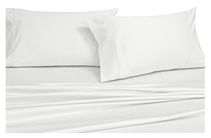 Royal Hotel's Solid White 550-Thread-Count 3pc King / Cal-King Duvet-Cover 100-Percent Cotton, Sateen Solid