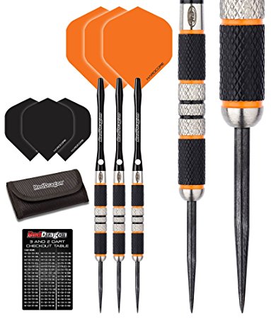 Red Dragon Amberjacks 90% Tungsten Steel Darts with Flights, Shafts, Wallet & Red Dragon Checkout Card