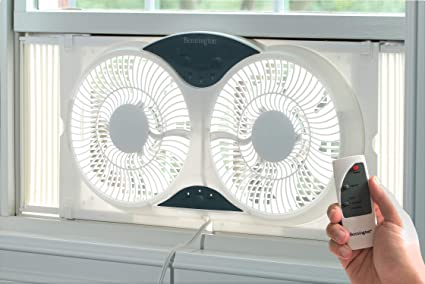 Portable Twin 9" Reversible Window Fan with Remote Control