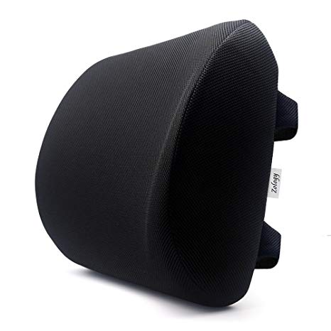 Zology Premium Lumbar Support Cushion for Car Seats Dinning Chairs and Office Chairs,Made of Density Space Memory Foam,Helpful in Back Pain Relief Color Black (LumbarSupportPro, Black)