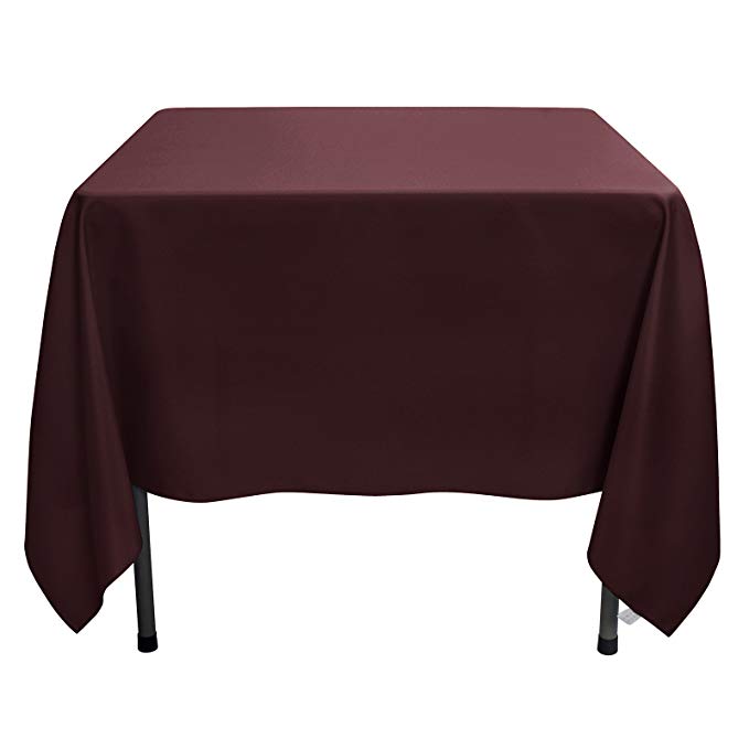 Remedios Tablecloth 85-inch Square Polyester Table Cover - Wedding Restaurant Party Banquet Decoration, Burgundy