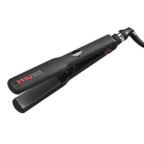 MHU Professional Keratin Hair Straightener 1.25" Wide Flat Iron Hair straightener Instant Heat Up Flat Iron 285℉-450℉, Dual Voltage,Auto Shut Off