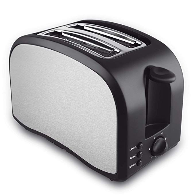 2 Slice Toaster CUSIBOX Wide Slot Toaster 2 Slice Best Rated Prime with Pop up Reheat Defrost Cancel Function, Blcak