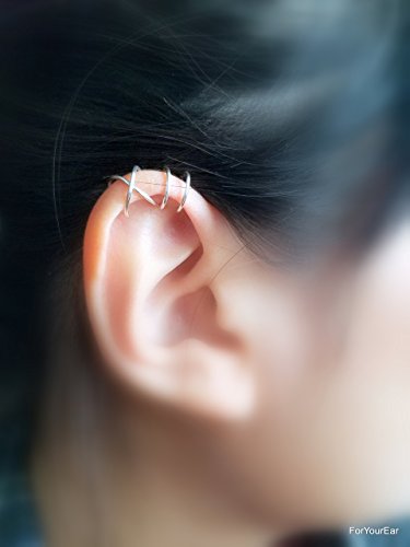 137)No Piercing Set Of Two Ear Cuffs For Upper Ear Cartilage,Fake Conch Earring