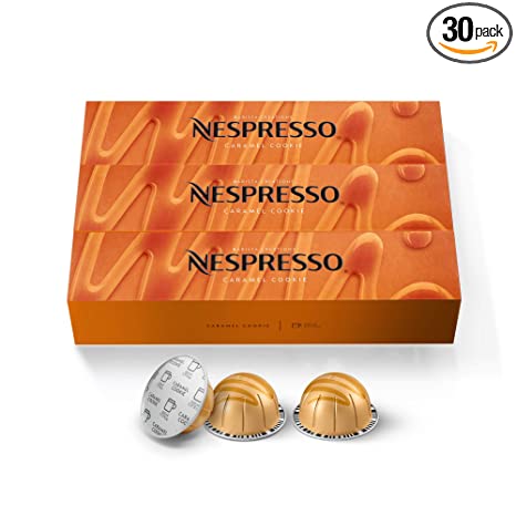 Nespresso Capsules VertuoLine, Caramel Cookie, Mild Roast Coffee, 30 Count Coffee Pods, Brews 7.8oz