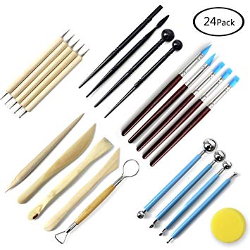 SERONLINE 24pcs Ball Stylus Dotting Tools, Clay Pottery Modeling Set Carving Tools Rock Painting Kit for Sculpture Pottery