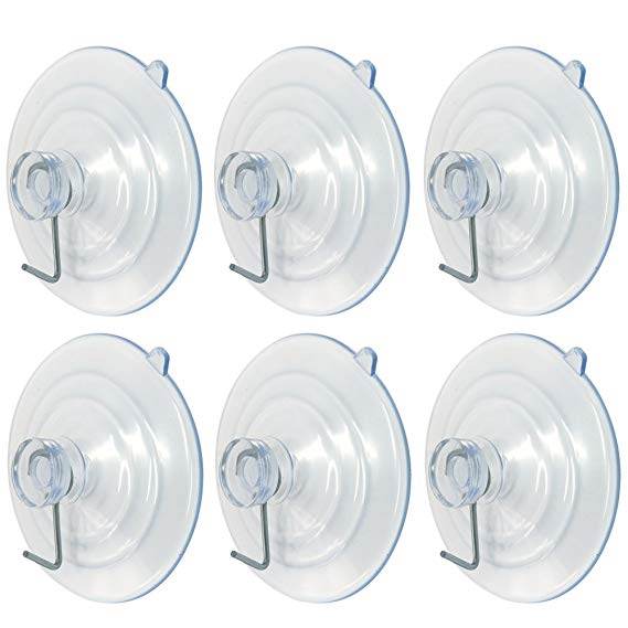 Suction Cup Hooks, Alamic 2-1/2" Ultra Strong Large Suction Cup Wall Hooks Hangers, All Purpose - (6 Pack)