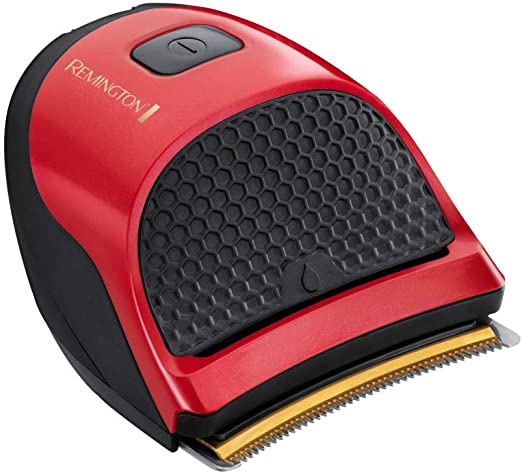 REMINGTON Manchester United Quick Cut Hair Clippers with 9 Guide Combs for Trimming and Detailing with Barber Cape, Black and Red