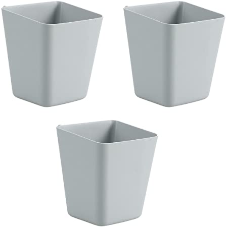 Lotsa Style Hanging Multi-Purpose Storage Bin Bucket Organizer for Utility Rolling Cart Craft Supplies, 3 Pack (Grey)