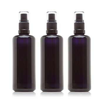 Infinity Jars 100 Ml (3.4 fl oz) Black Ultraviolet Glass Fine Mist Spray Bottle 3-Pack