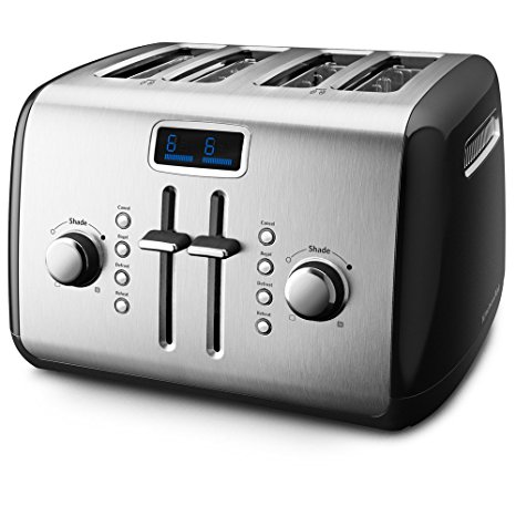 KitchenAid KMT422OB 4-Slice Toaster with Manual High-Lift Lever and Digital Display - Onyx Black