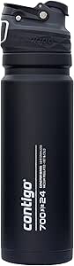 Contigo Free Flow stainless steel drinks bottle, 100 % leakproof, large BPA-free insulated thermal water bottle, keeps drinks cold for up to 29 hours, premium outdoor insulated sports bottle, 700 ml