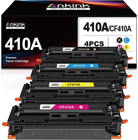 410A Toner Cartridge 4 Pack Ankink High Yield Compatible HP 410A CF410A CF411A CF412A CF413A Color Laserjet Pro MFP M477fnw M477fdw M477fdn M452dn M452nw M477 M452dw Printer(Black Cyan Yellow Magenta)