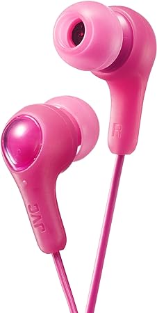 JVC Gumy in Ear Earbud Headphones, Powerful Sound, Comfortable and Secure Fit, Silicone Ear Pieces S/M/L - HAFX7P Pink