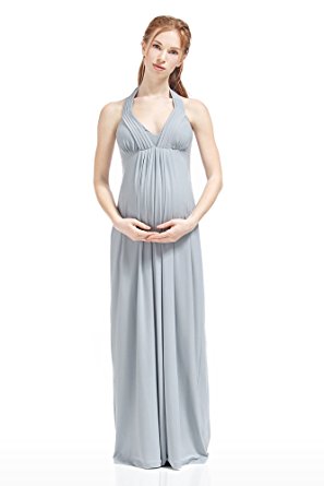 Nothing But Love Maternity and Nursing Dress Valeria Empire Waist Halter Maxi