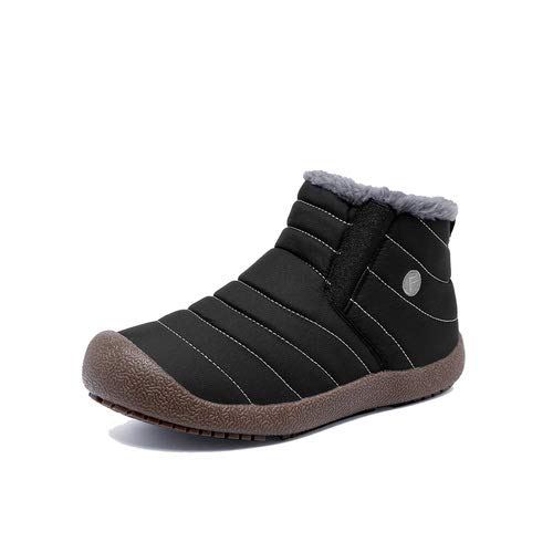Enly Winter Snow Boots Slip-on Water Resistant Booties for Men Women Kids, Anti-Slip Lightweight Ankle Boots with Full Fur