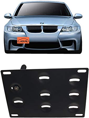 JGR Racing JDM Car No Drill Tow Eye Front Bumper Tow Hole Hook License Plate Mount Bracket Holder Relocation Kit for BMW 3 Series E36 E46 E90 E91 E92 E93 318 320 323 325 328 330 335 M3 1992 to 2012