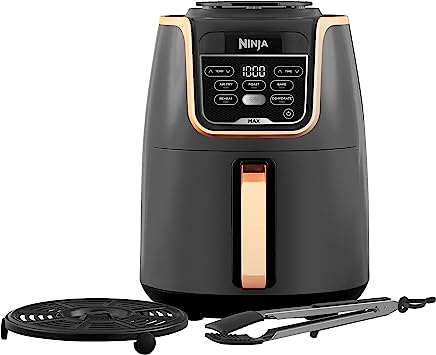 Ninja Air Fryer MAX   Tongs, 5.2 L, 1750 W, 5-in-1, No Oil, Air Fry, Roast, Bake, Reheat, Dehydrate, Family Size, Non-Stick, Dishwasher Safe Basket, Amazon Exclusive, Copper/Black, AF150UKCP