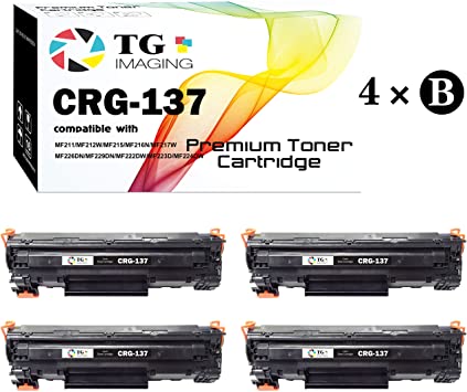 (4-Pack, Black) TG Imaging Compatible CRG-137 Canon 137 Toner Cartridge 9435B001AA Use for Canon MF247dw LBP151dw MF212w MF216n MF217w MF227dw MF229dw MF232w MF236n MF244dw MF249dw Printer