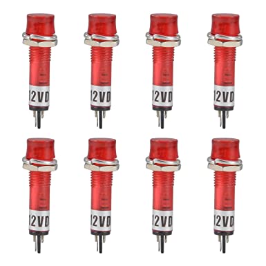 uxcell Signal Indicator Dash Light DC 12V,LED Bulbs XD7-1 Red, 7mm 9/32" Panel Mount 8Pcs