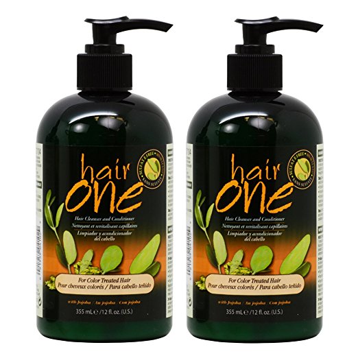 Hair One Hair Cleanser and Conditioner for Color Treated Hair with Jojoba 355ml / 12oz "Pack of 2"