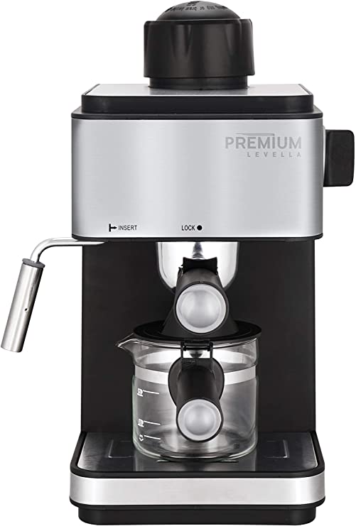 Espresso Machine, Premium Levella 3.5 Bar Espresso Coffee Maker, Espresso and Cappuccino Machine with Milk Frother, Stainless Steel