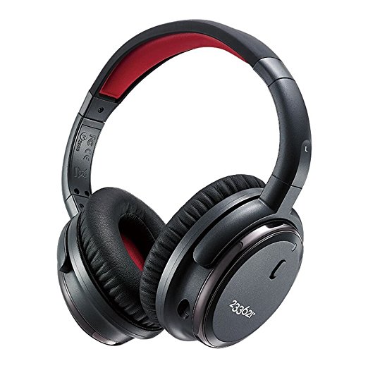 H501 Active Noise Cancelling Over Ear Stereo Music Headphones, Features with Inline Microphone and Volume Control, 50-hours Battery Time, Detachable Audio Cable and Carrying Case (Wired)