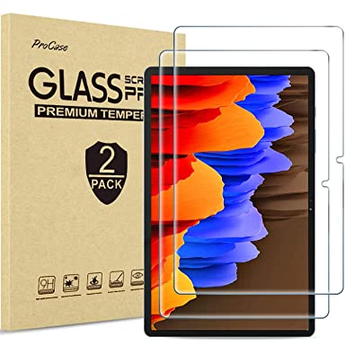 [2 Pack] ProCase Galaxy Tab S7 Plus 12.4 Inch 2020 Screen Protector T970 T975 T976, Tempered Glass Screen Film Guard for Galaxy Tab S7 Plus 12.4” 2020 Release SM-T970 SM-T975 SM-T976
