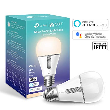 TP-Link Smart WiFi Light Bulb, E27/B22, 10W, Works with Amazon Alexa (Echo and Echo Dot), Google Home and IFTTT, All Shades of White, Dimmable, No Hub Required [Energy Class A ]