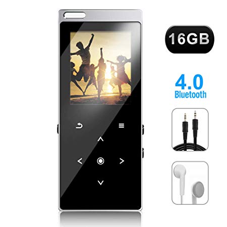 MAOZUA MP3 Player with Bluetooth, 16GB Portable Touch Button 1.8" Screen HiFi Lossless Music Player with FM Radio Voice Recorder Speaker, Expandable up to 32GB TF Card