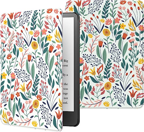 MoKo Case Fits 6.8" Kindle Paperwhite (11th Generation-2021) and Kindle Paperwhite Signature Edition, Lightweight Shell Cover with Auto Wake/Sleep for Kindle Paperwhite 2021, Flowers