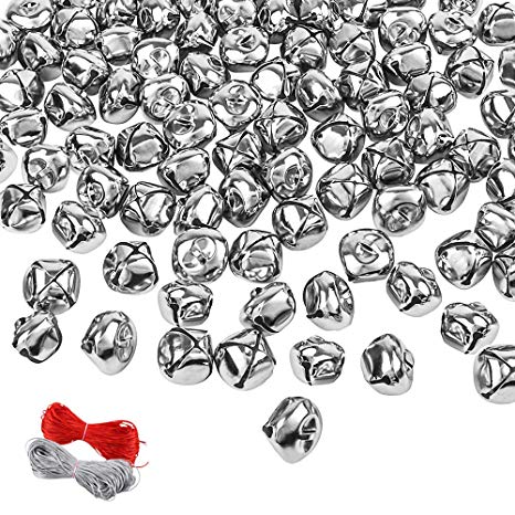 168Pcs Jingle Bells 1Inch Silver Christmas Craft Bells for Wreath, Home Festival Decoration